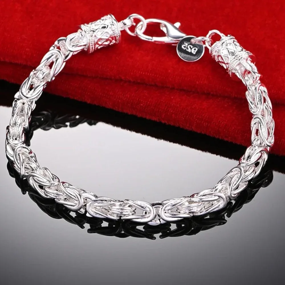 Awesome Byzantine 8 Inch Dragon Style Bracelet Stamped 925 Solid Sterling Silver - Picture 7 of 7